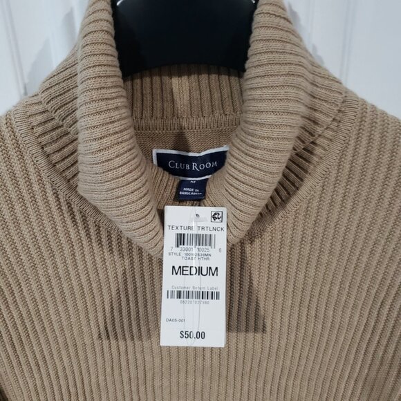 Club Room Mens Textured Cotton Turtleneck Sweater Tan - Picture 7 of 11